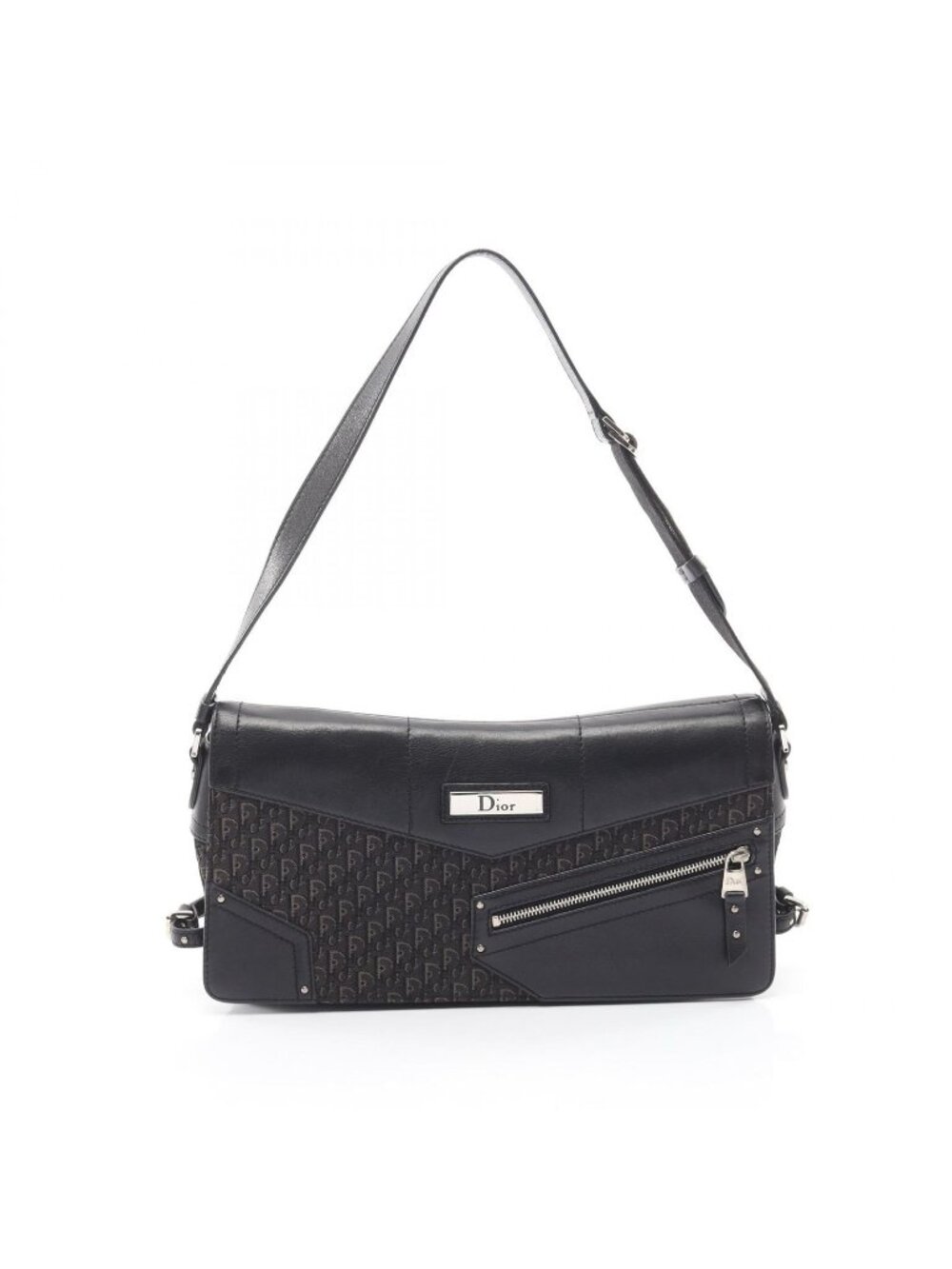 Dior Shoulder Bag Trotter Street Chic Black Canvas Leather